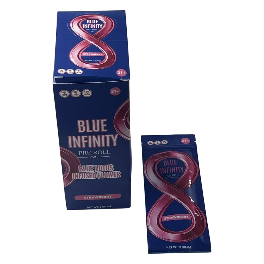 Blue Infinity Strawberry blue lotus infused preroll, 3 gram, at Elevated 369, Flowery Branch GA
