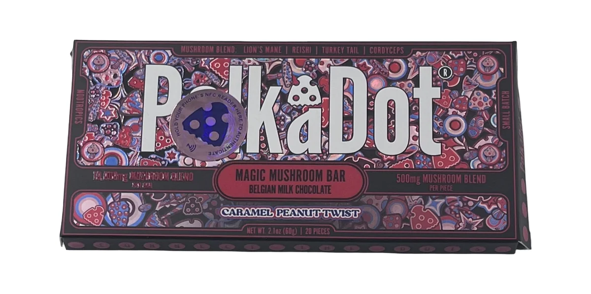 PolkaDot Magic Mushroom Bar, Caramel Peanut Twist